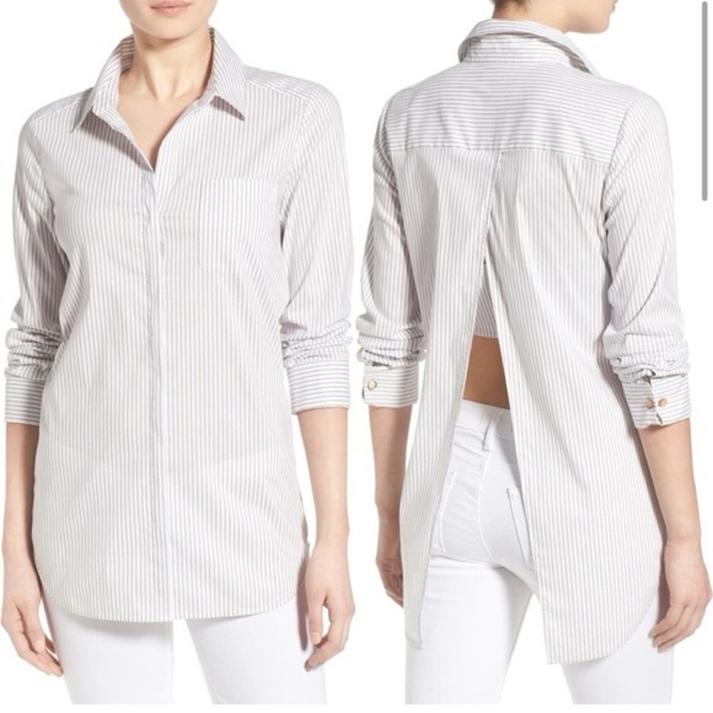 Olivia Palermo Chelsea Elegant Striped Button-Down Shirt